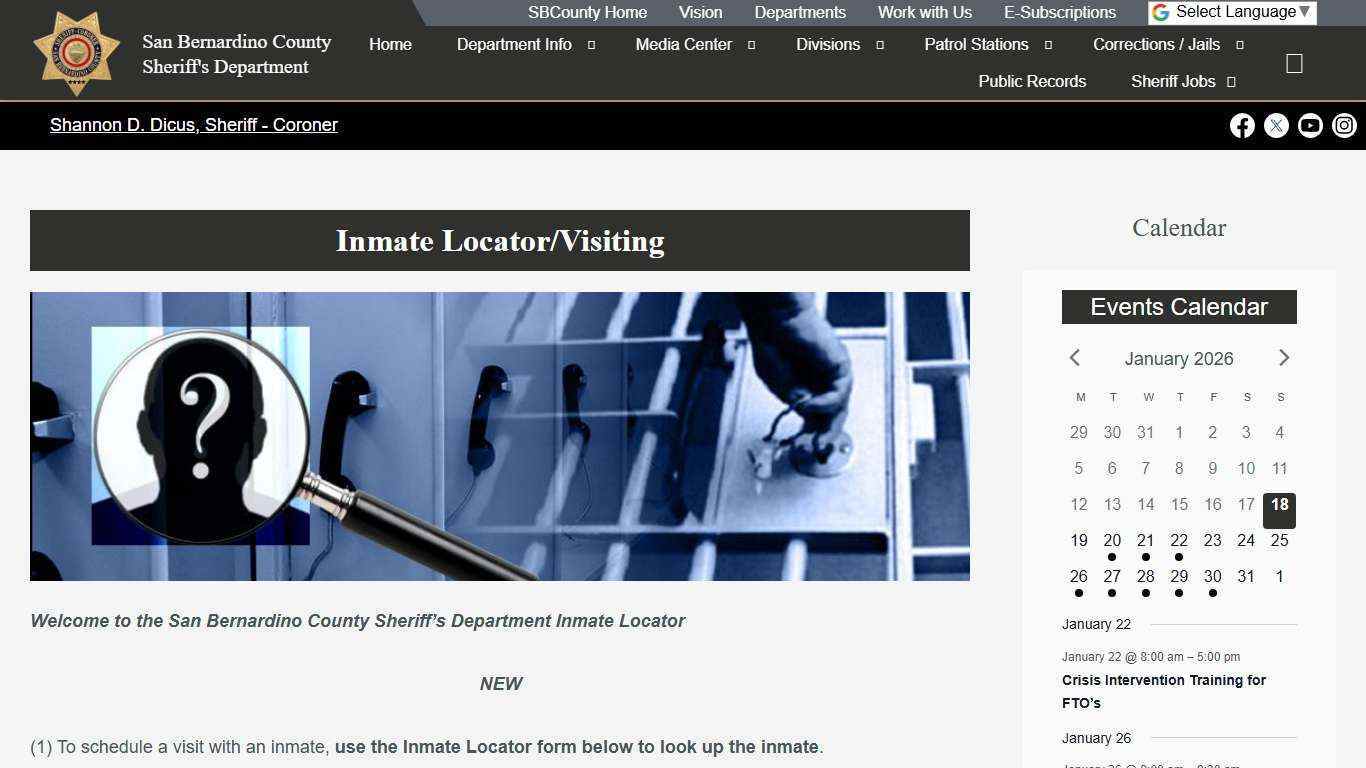 Inmate Locator – San Bernardino County Sheriff's Department